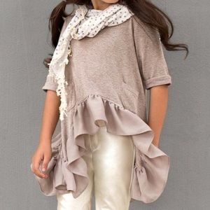Joyfolie Ruffle-Trim Dylan top in Mushroom. Sz 12